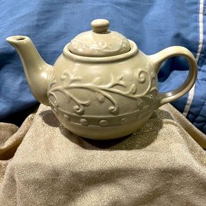 Vintage Large Vine Design Glazed Teapot